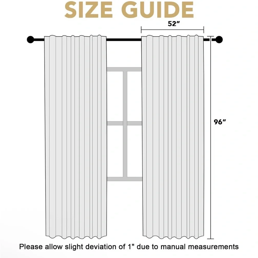 New H.VERSAILTEX White Curtains Window Treatment Panels 52 × 96in